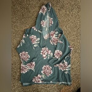 Gently used women’s medium floral hoodie raw edges